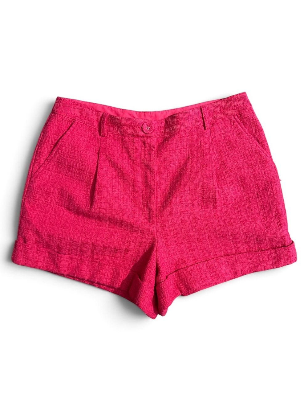Royalty by Maluma 16 Vibrant Hot Pink Tailored Texture Bermuda Style Shorts